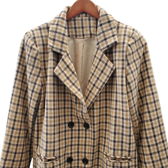 Plaid Double Breasted Button Pocket Blazer - Picture 9 of 13